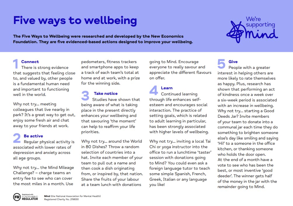 Five ways to wellbeing