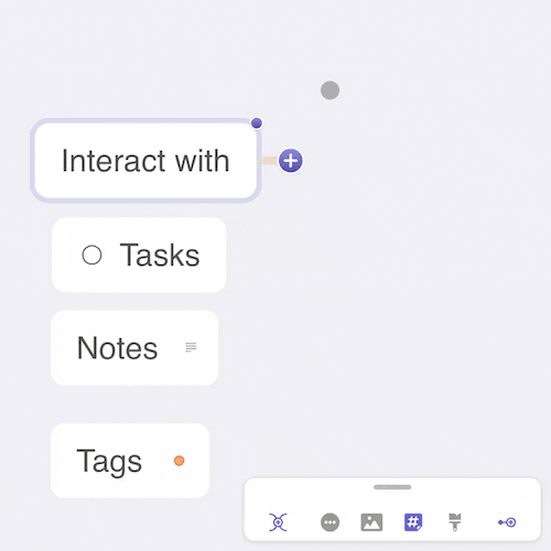 Interact with the node well, notes, tasks, and tags
