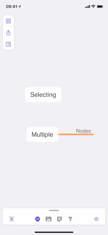 Multiple gestures for selecting nodes in MindNode
