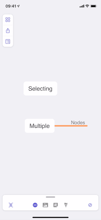 Multiple gestures for selecting nodes in MindNode