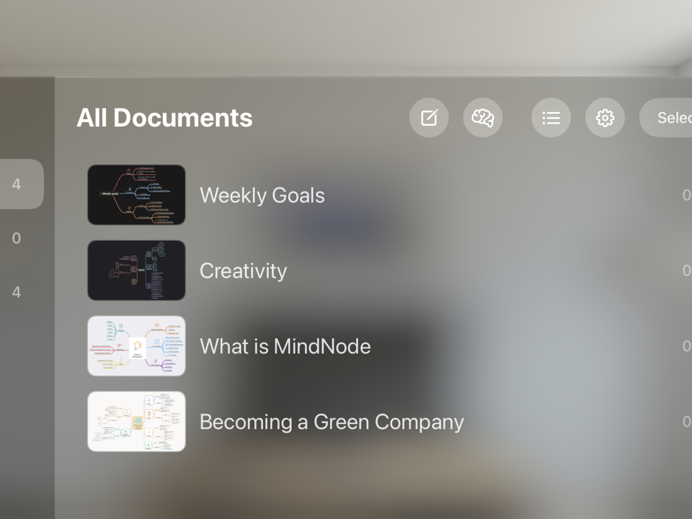 Zoomed in on document picker to make brain storming button better visible. 