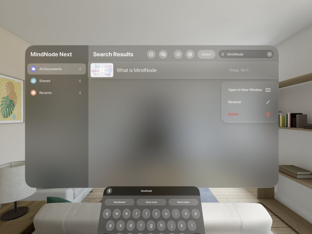 drop down menu in the dcument picker on the VisionPro
