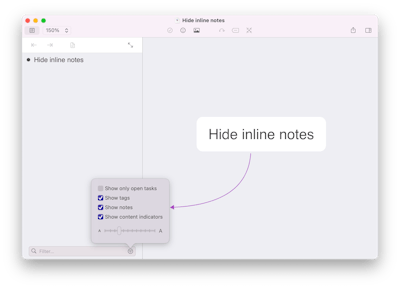 Hide inline notes setting