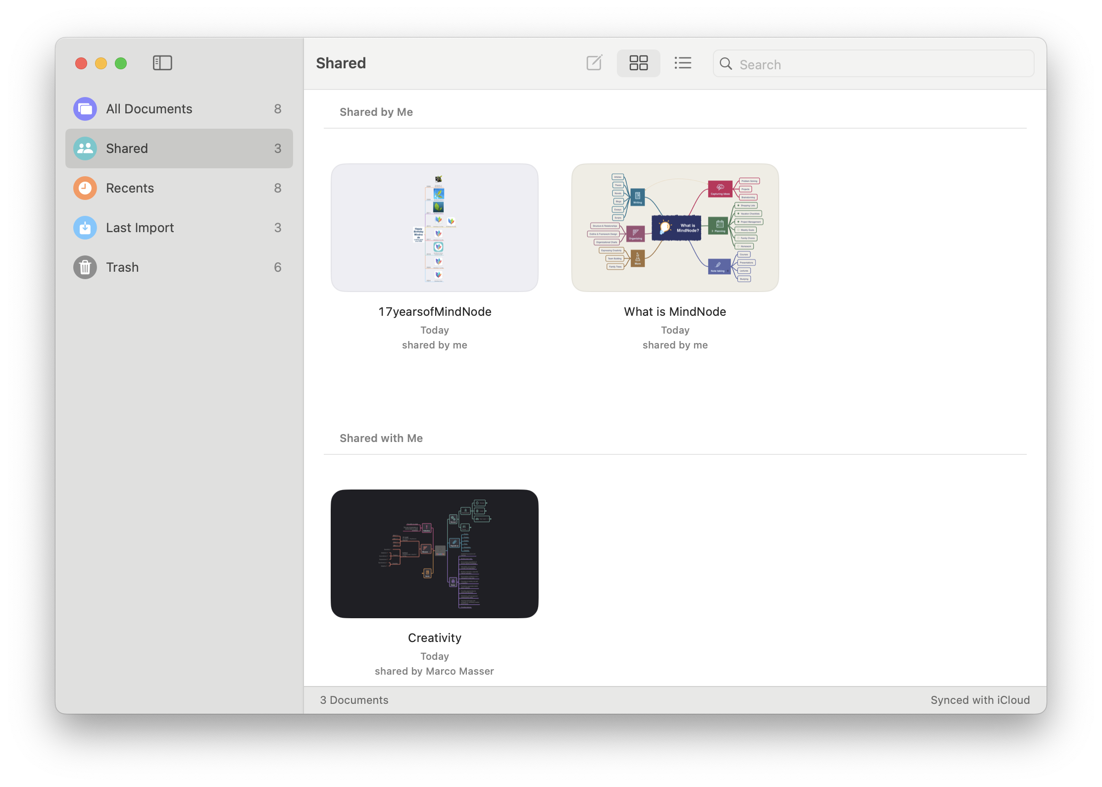 Screenshot of updated Shared section with Shared by Me and Shared with Me.