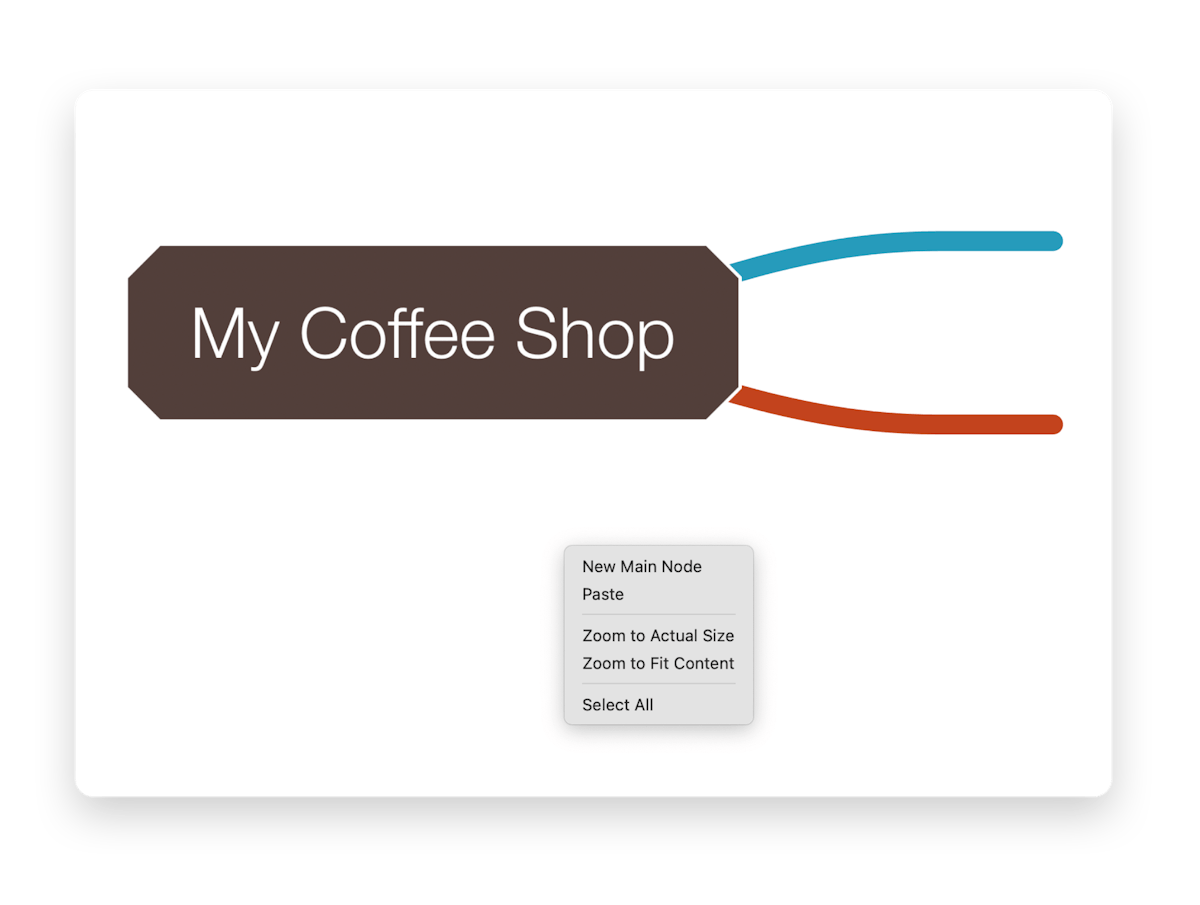 Creating a new main node via the context menu