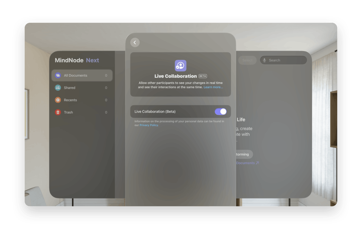 Toggle on Live Collaboration