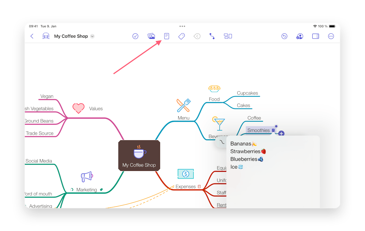 Adding notes to a node
