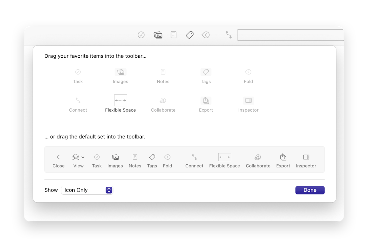 macOS Toolbar customization