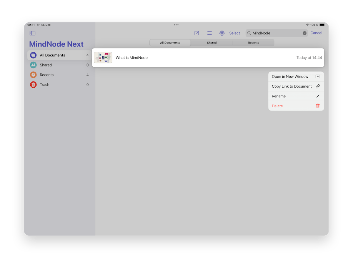 drop down menu in the dcument picker on iOS