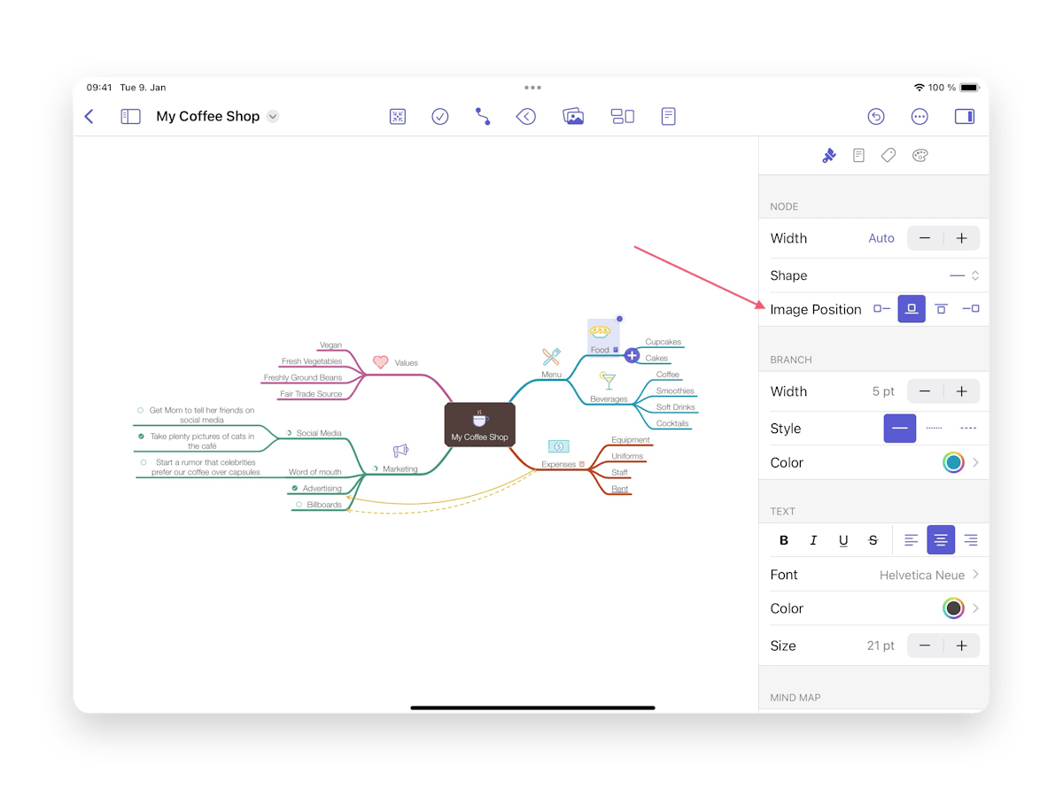 Image positioning in the Sidebar on iOS