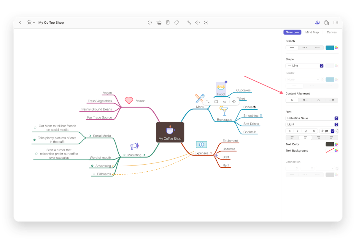 Content alignment in the Sidebar on macOS