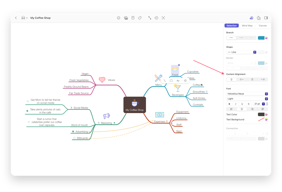 Content alignment in the Sidebar on macOS