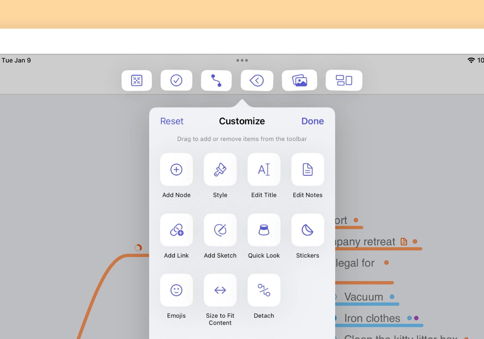 Show the different tools of MindNode and how to customize your mind map.