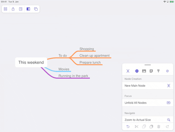 Animation showing illustrating a long press action to trigger tasks