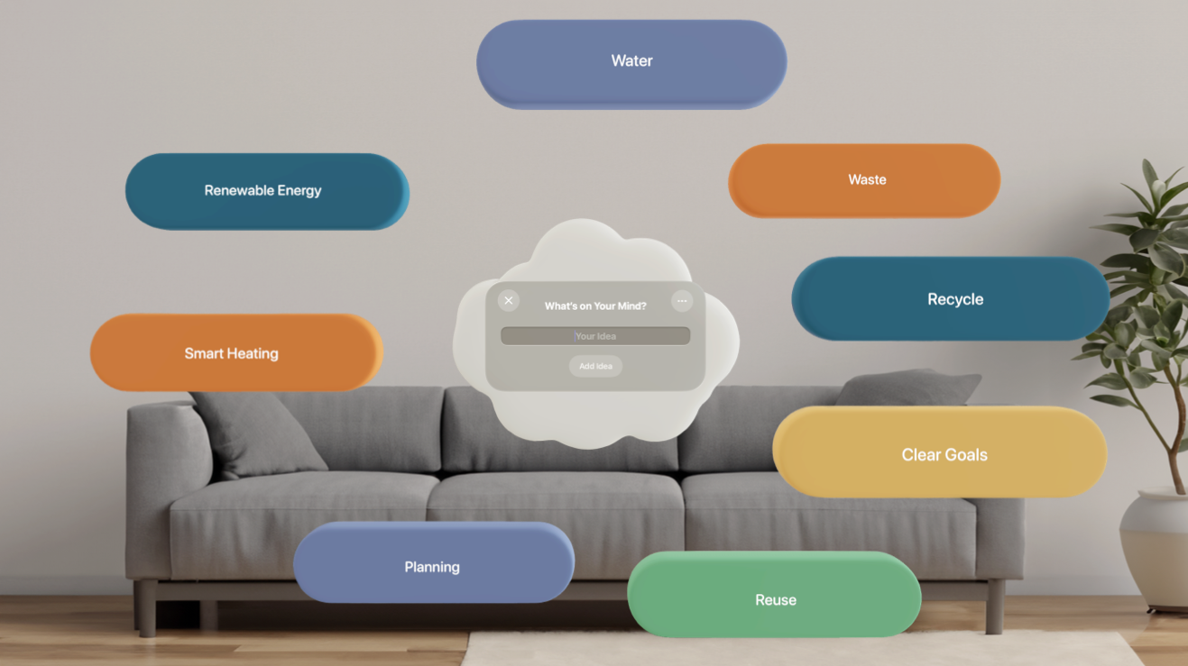 Immersive brainstorming mode on the Apple Vision Pro is seen