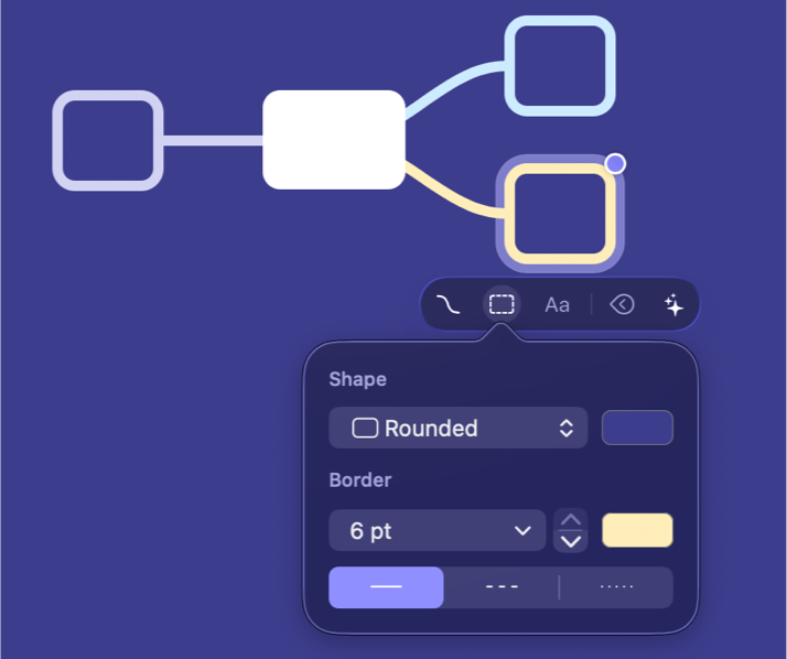 Inline inspector is opened on a node