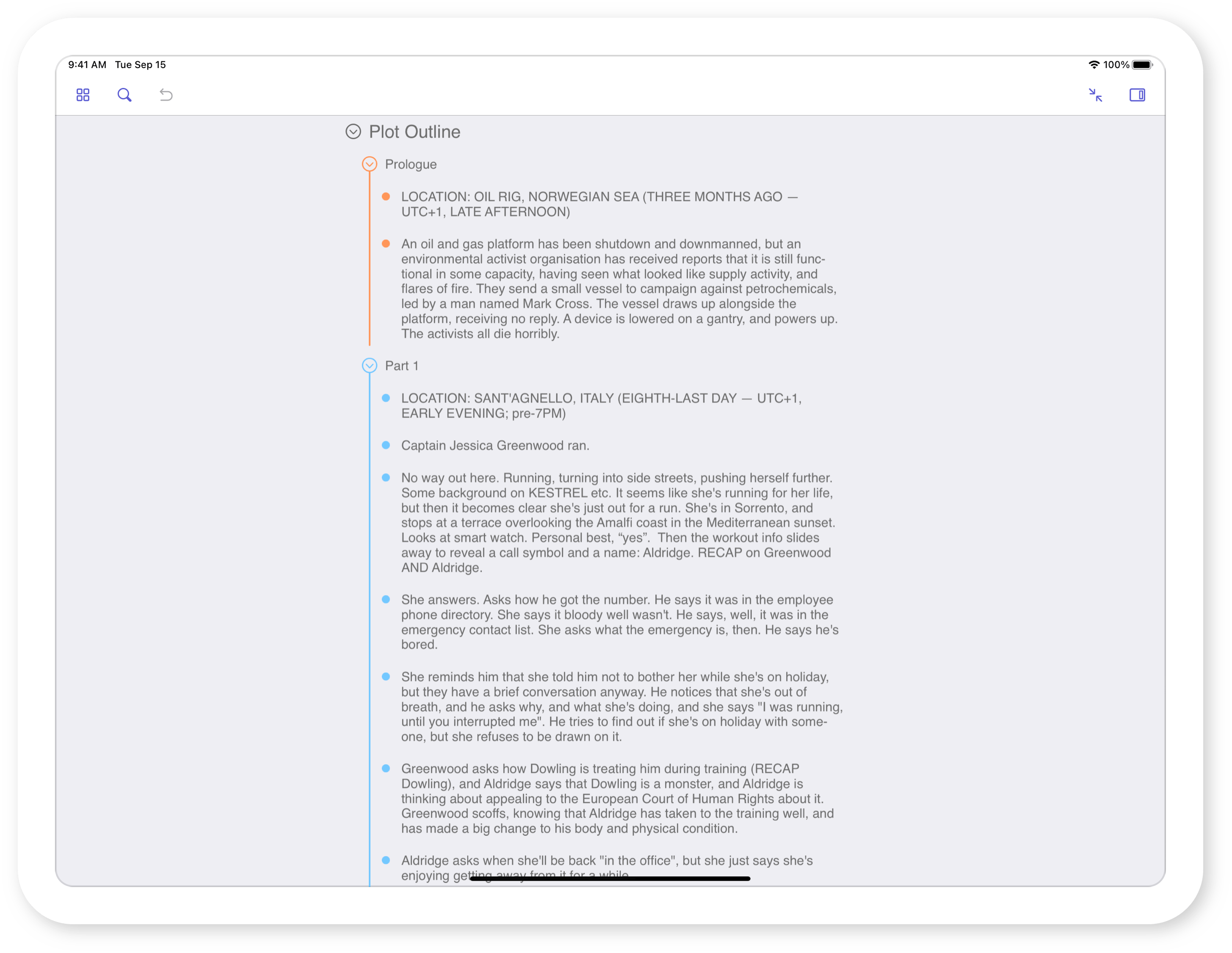 MindNode on iPad in Outline