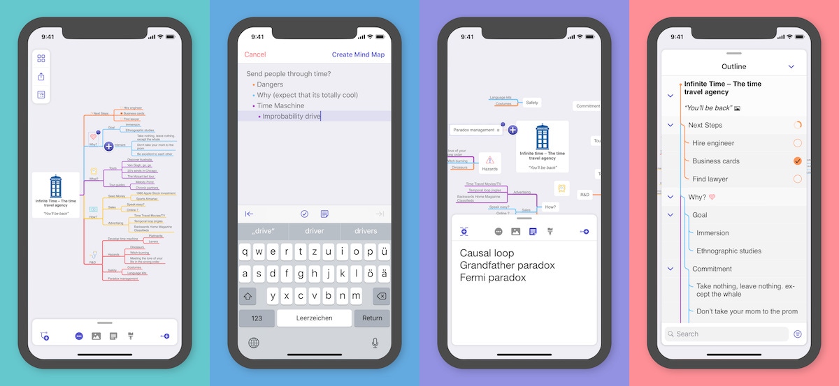 MindNode 5 on iPhone screenshots