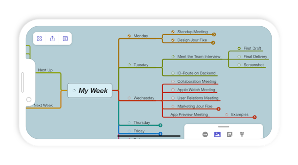 Markus' weekly plan mind map
