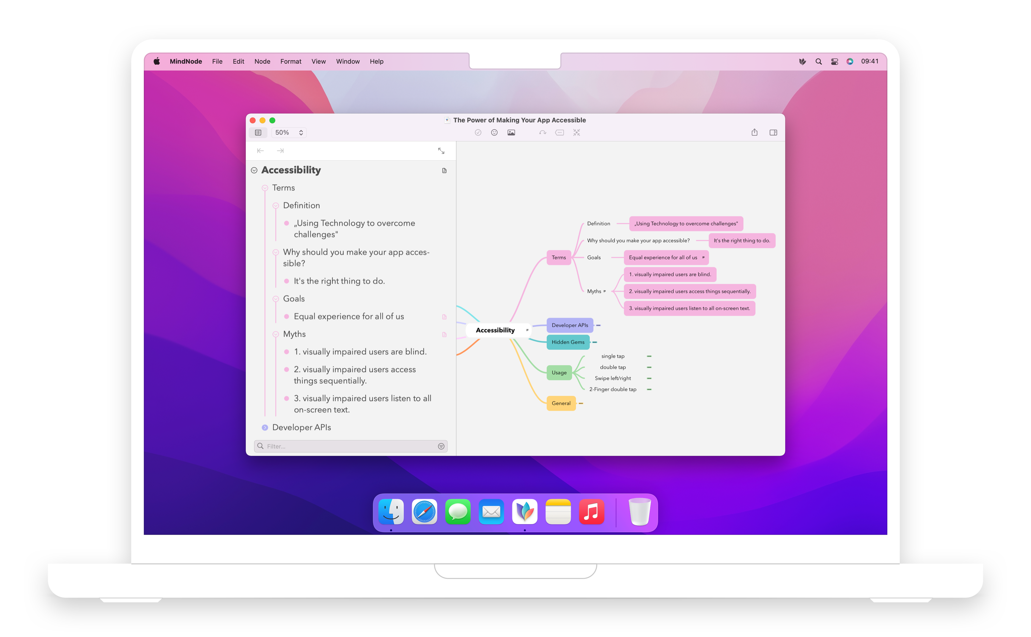 One of Matthias' mind maps on accessible software design