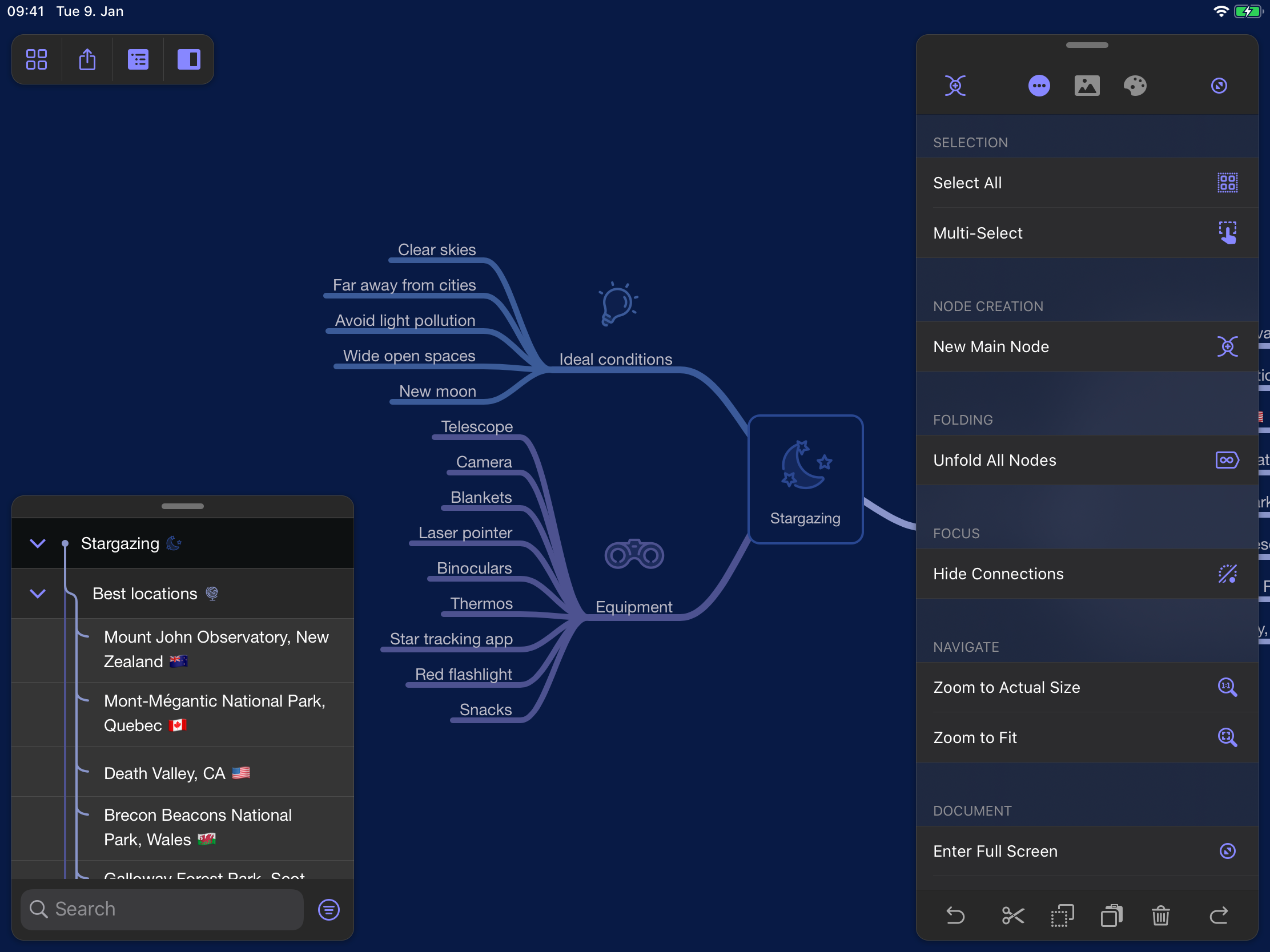 Dark Mode in MindNode 6.1