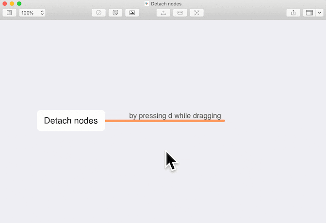 Detach nodes instantly by pressing "d" while dragging.