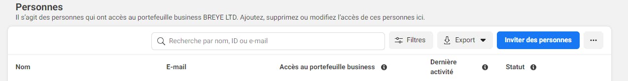 Ajout des utilisateurs au Business Manager