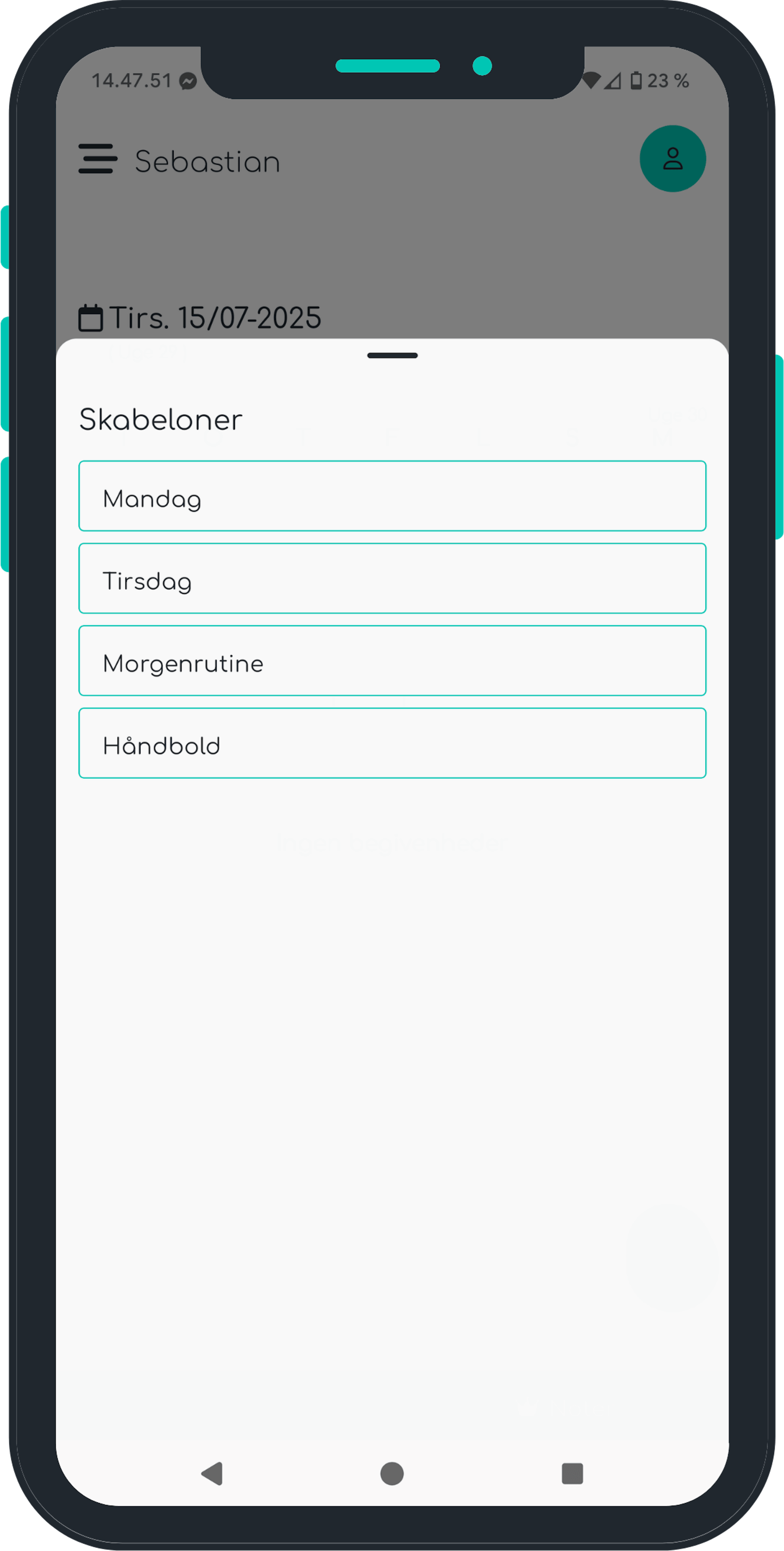 Screenshot af skabeloner