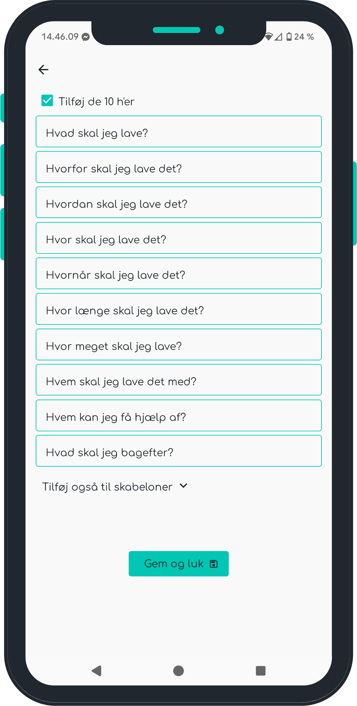 Screenshot af de 10 h'er