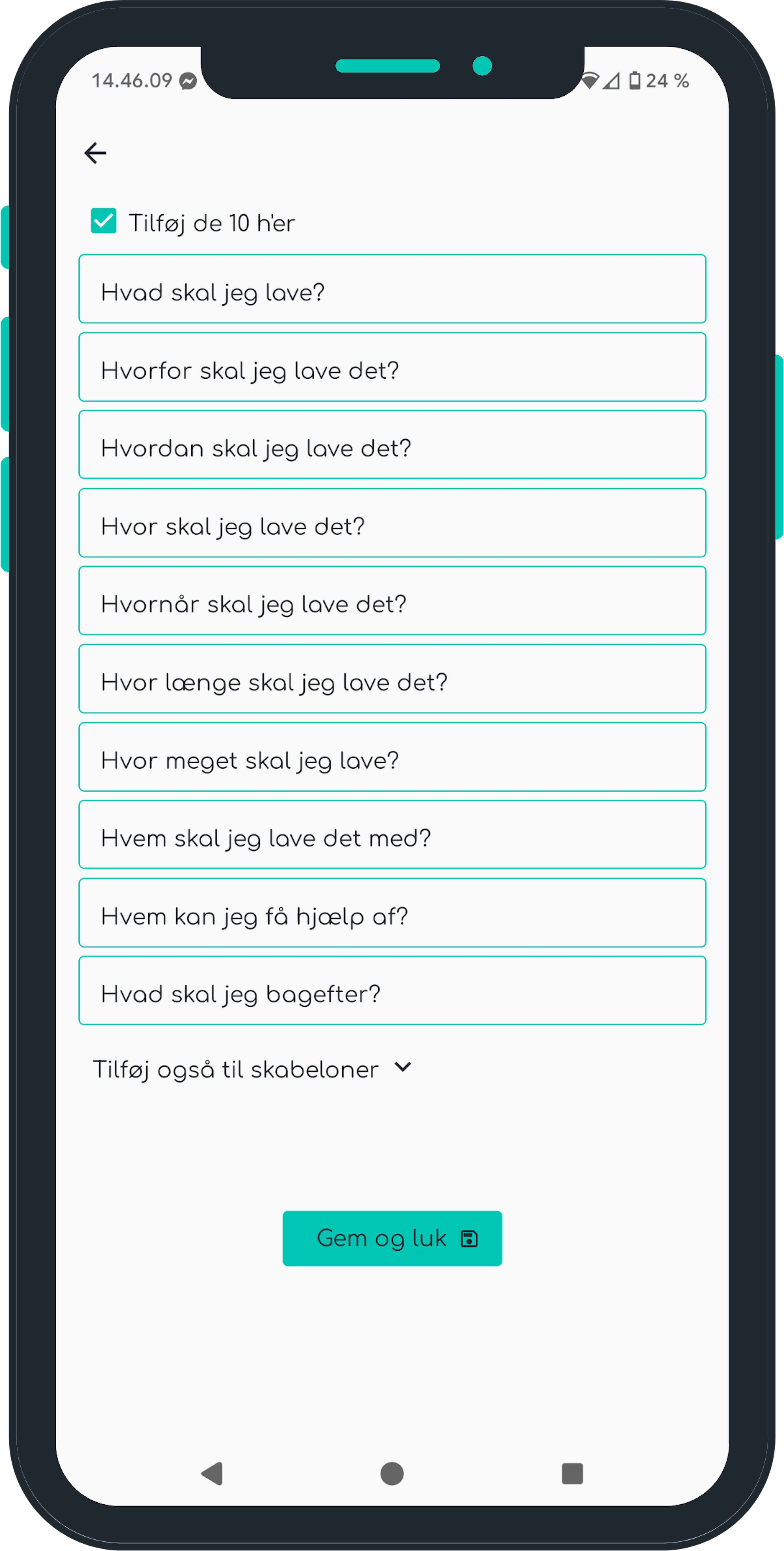 Screenshot af de 10 h'er