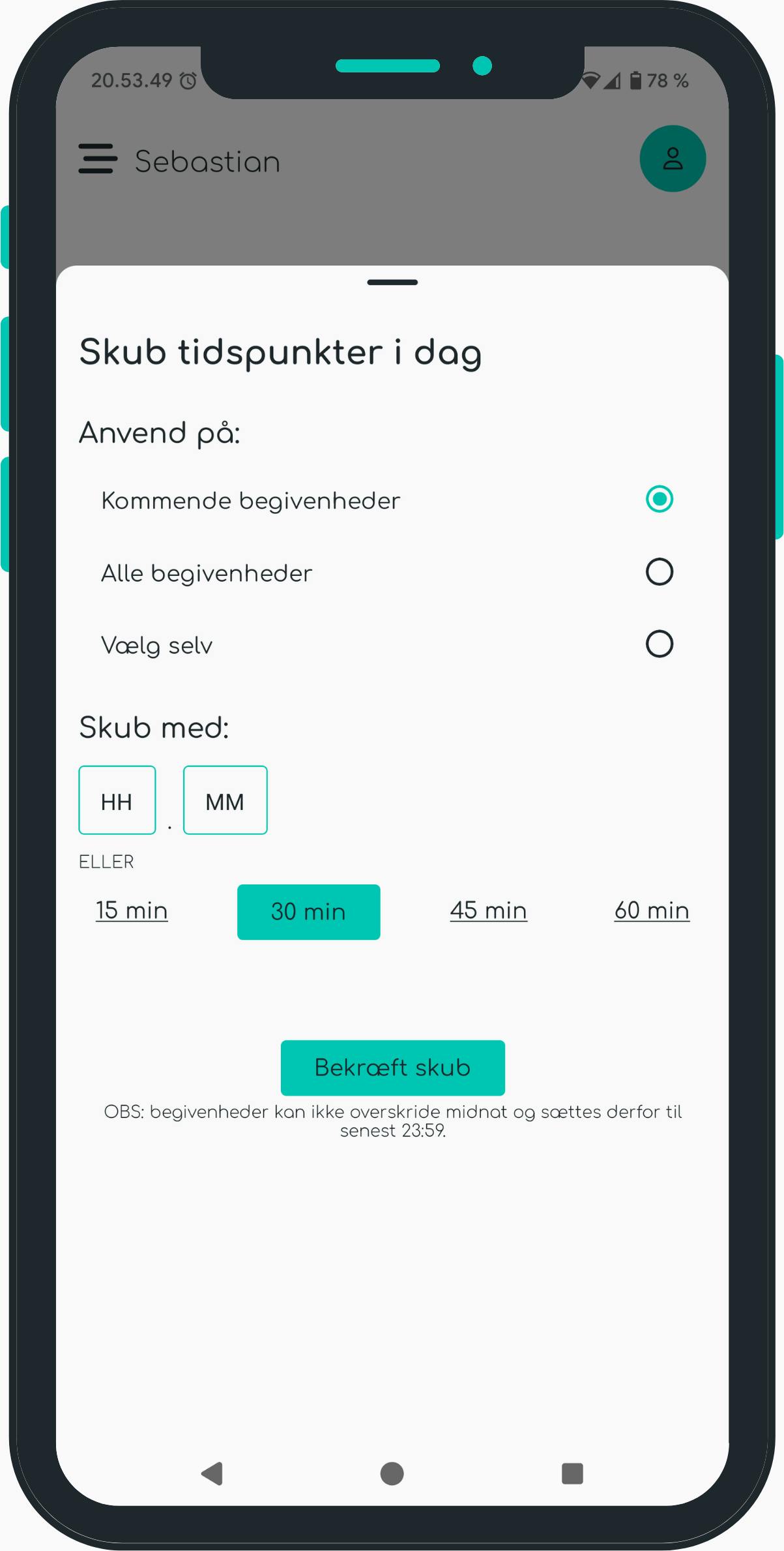 Screenshot af skub dagen