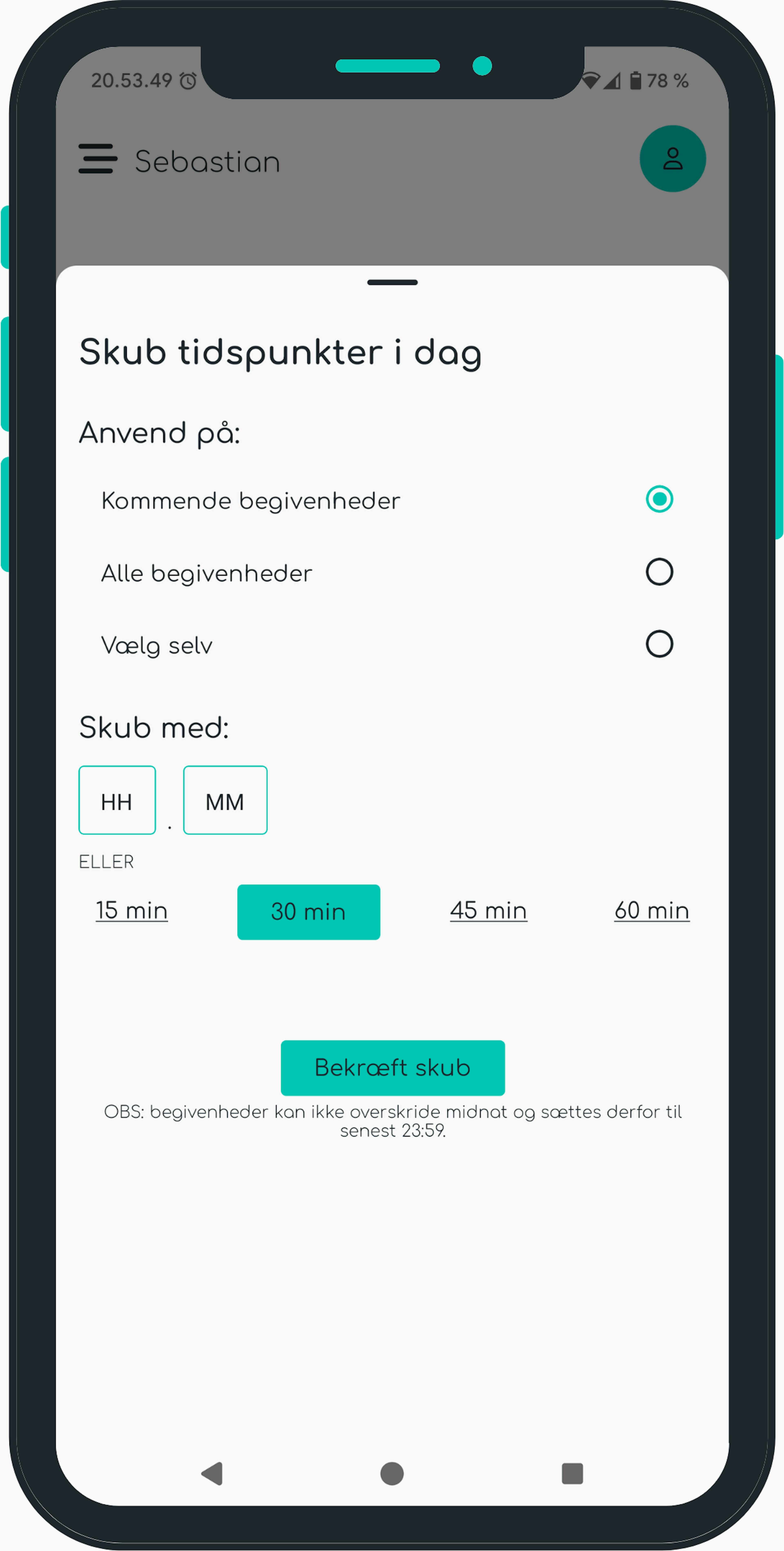 Screenshot af skub dagen