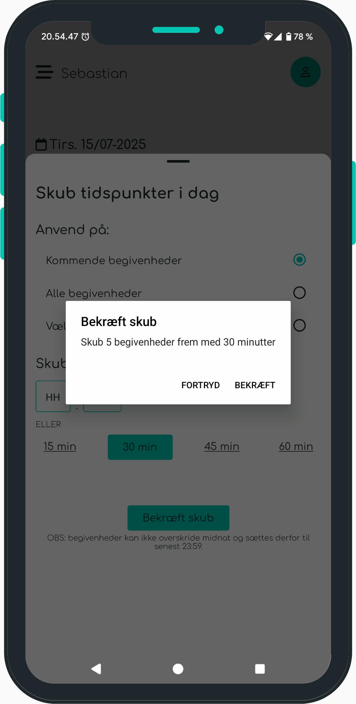 Screenshot af skub dagen godkend