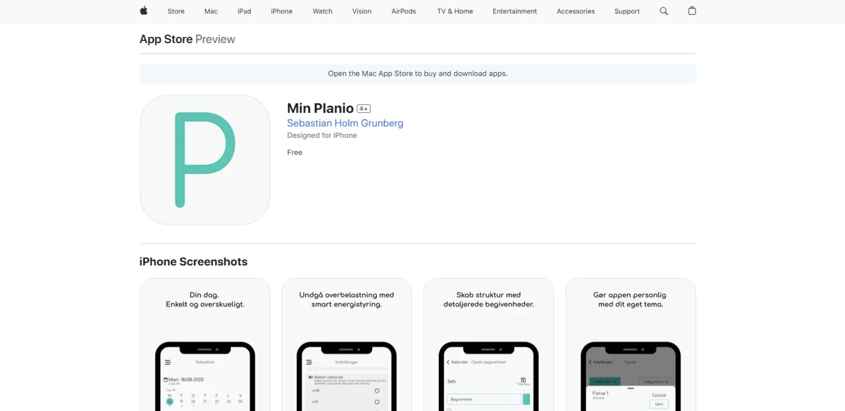 Skærmbillede af vores App Store