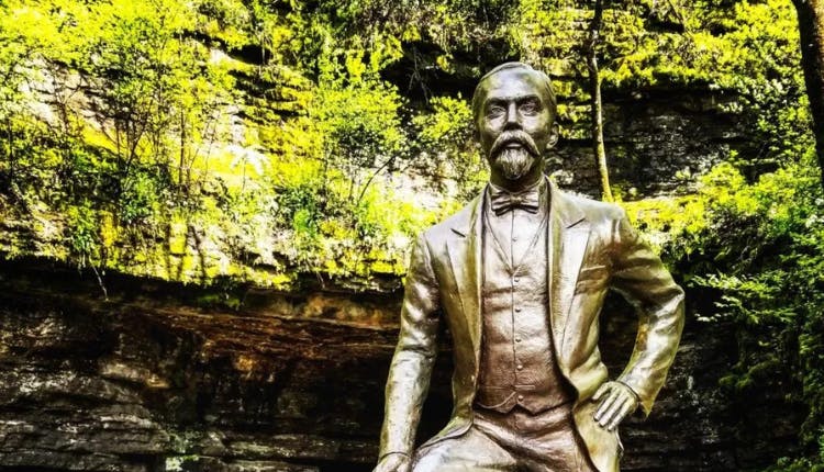A bronze statue of Jack Daniel in Lynchburg, TN.