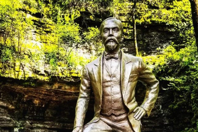 A bronze statue of Jack Daniel in Lynchburg, TN.