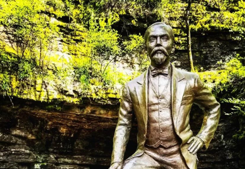 A bronze statue of Jack Daniel in Lynchburg, TN.