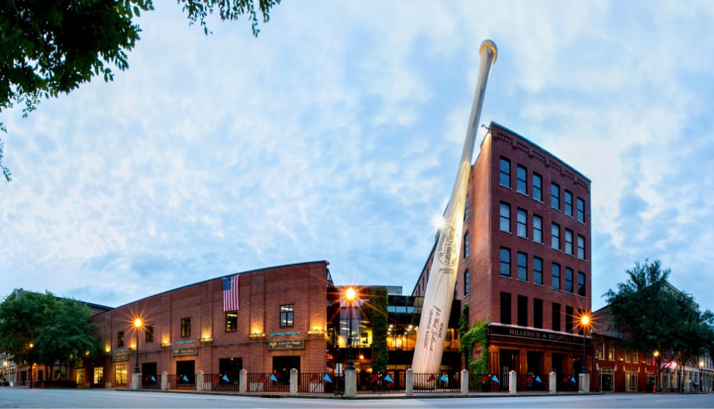 An exterior view of Louisville Slugger Museum & Factory.