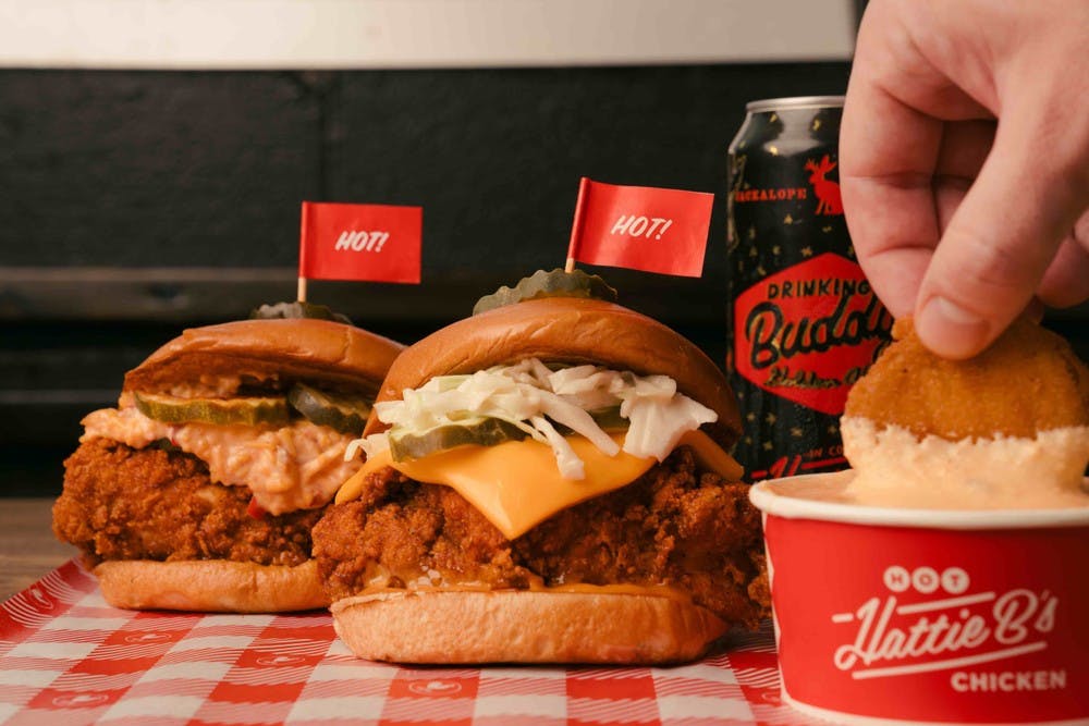 Hattie B's hot chicken sandwiches.