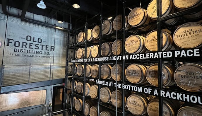 An interior view of the Old Forester rackhouse.