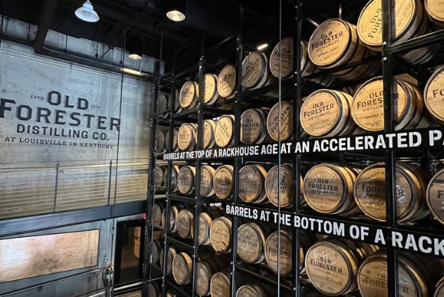 An interior view of the Old Forester rackhouse.