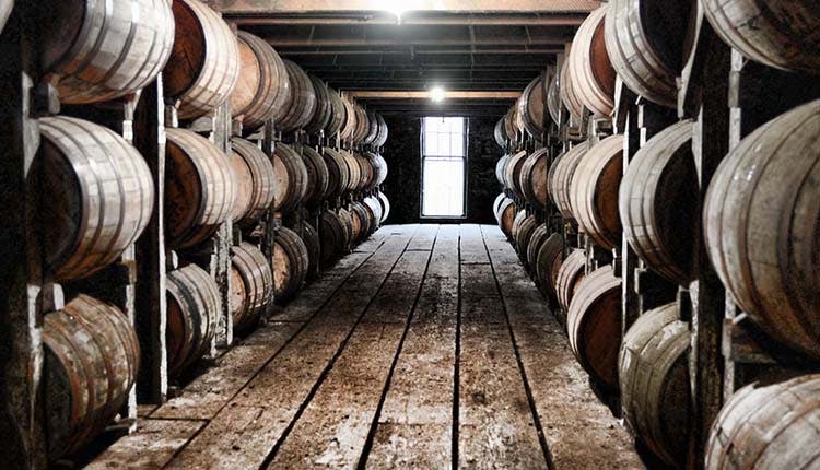 Jack Daniel's wooden barrel room.