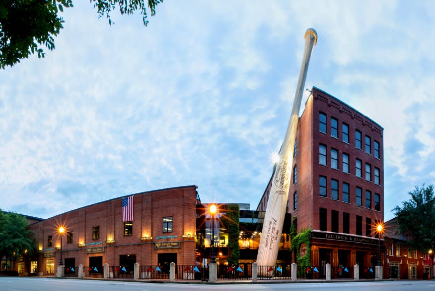 An exterior view of Louisville Slugger Museum & Factory.
