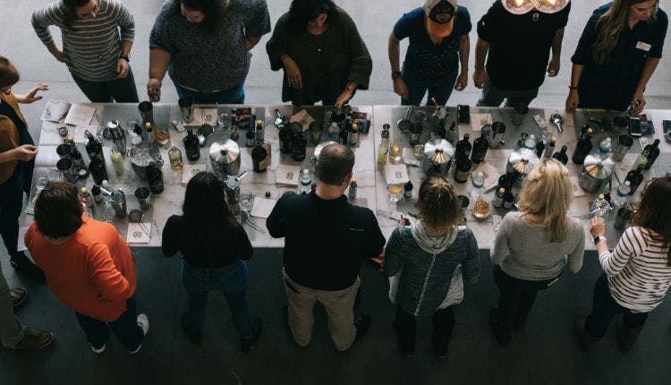 A group mixology class as part of a custom bourbon tour.