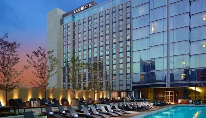 The exterior of Omni Nashville Hotel.