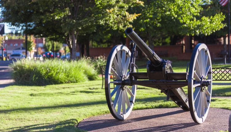 A Civil War canon in Franklin, Tennessee.