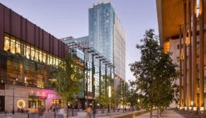 The exterior of Omni Nashville Hotel.