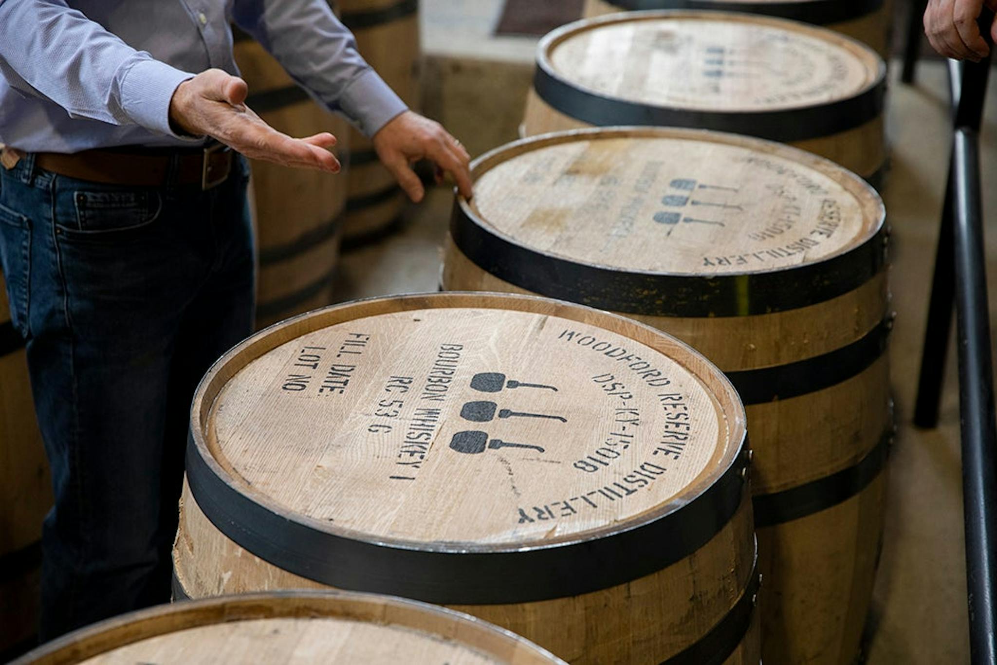 Woodford Reserve bourbon barrels that can be seen on the distillery tour