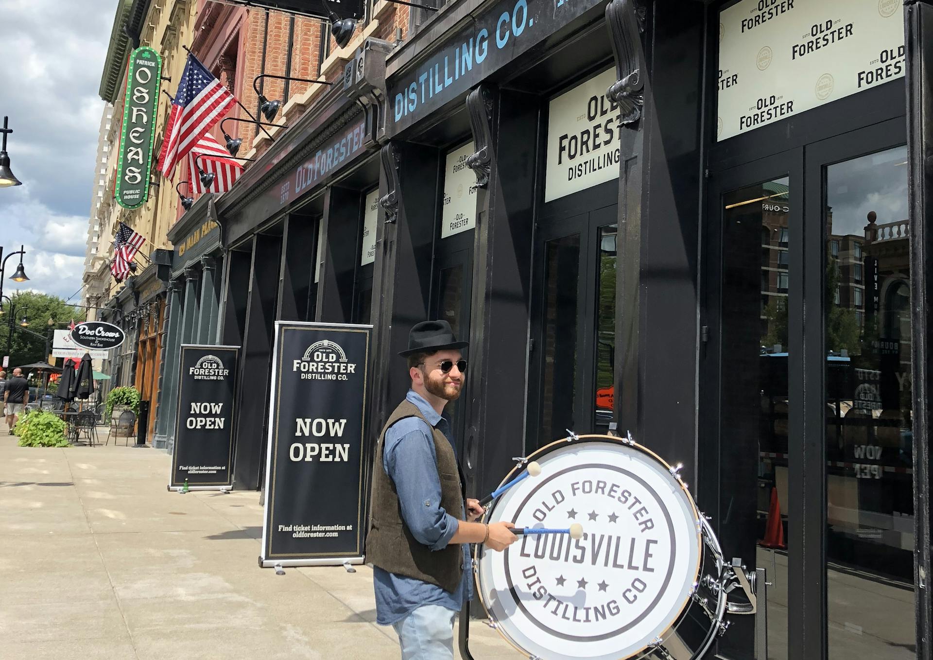 The exterior of old forester distillery on whiskey row in downtown louisville