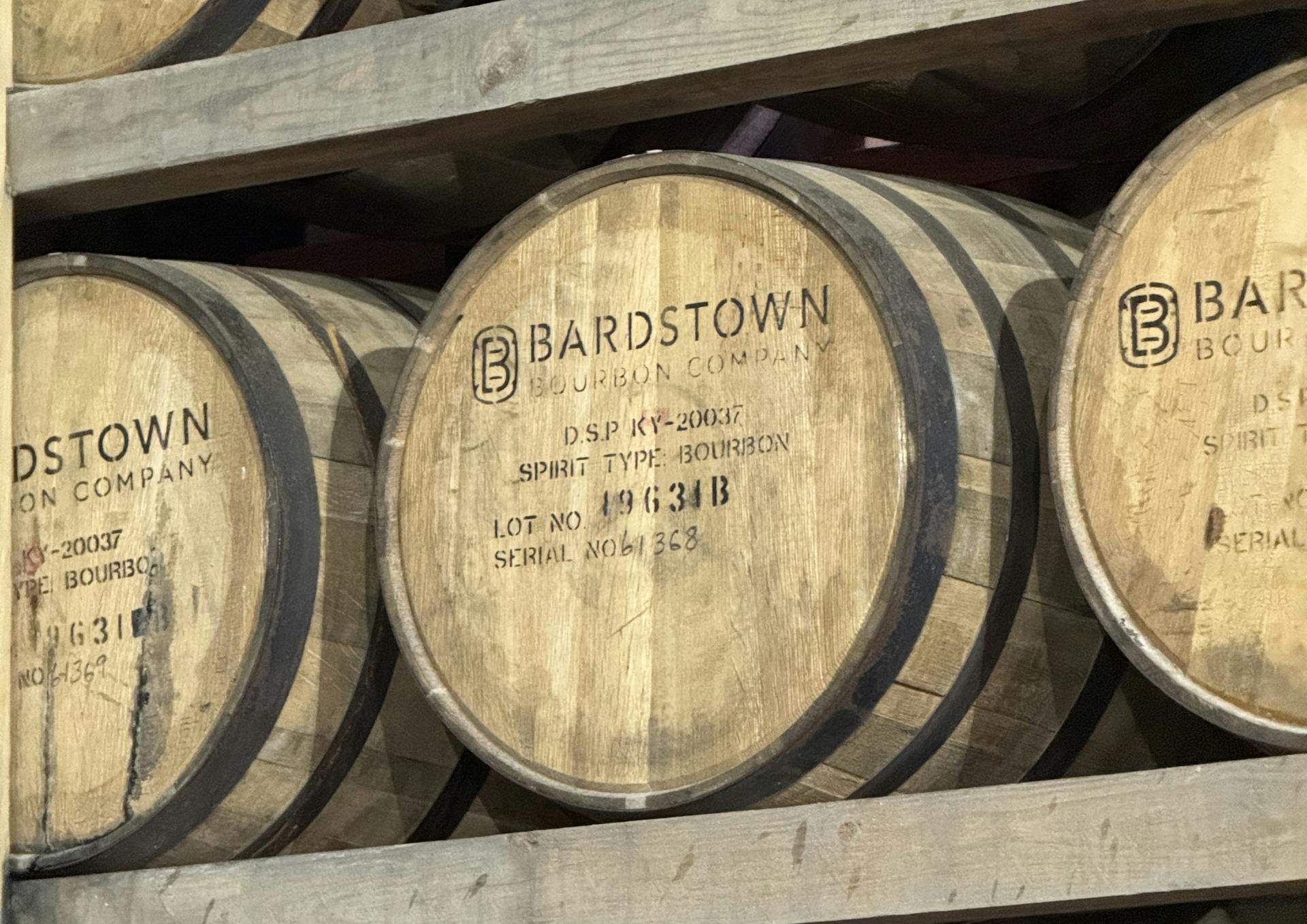 bourbon aging in barrels at bardstown bourbon company